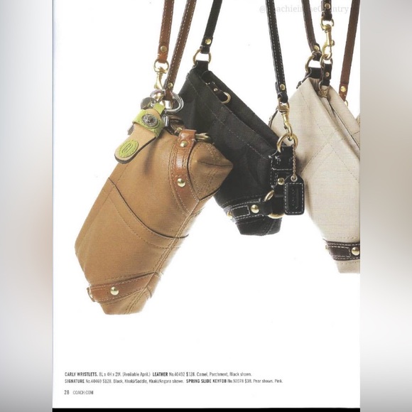 COACH Y2K Vintage Carly Leather Wristlet Mini Bag 40492 Parchment Ivory Brown - Picture 15 of 15